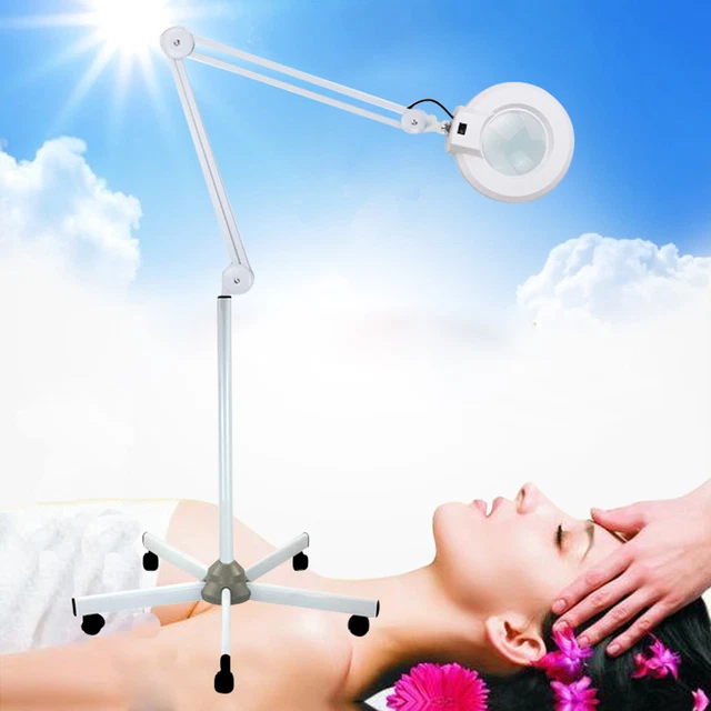8X 120 LEDs Lámpara de lupa Cosméticos Tatuaje Lámpara de lupa Luz fría y Trípode 24W