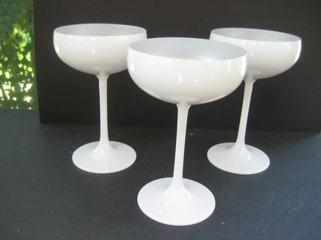 Stolzle 8OZ  Glisten Coupe Martini / Cocktail Glasses White / Silver Set of 3