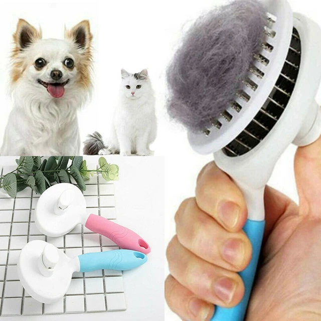 Pet Dog Cat Remover Brush Clean Grooming Massage Hair Slicker Self Cleaning
