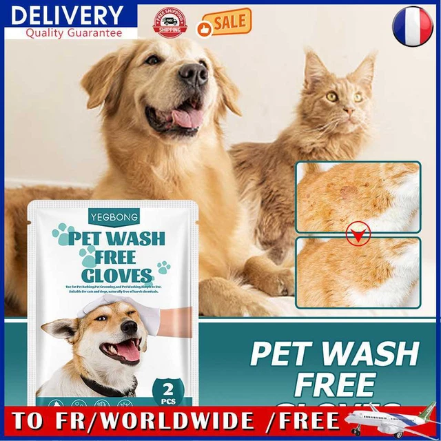No Rinse Cats Dogs Cleaning Gloves Disposable Pet Stain Remover Wet Wipes (2pcs)