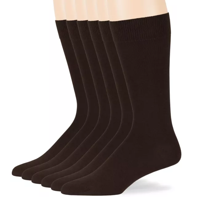 Men Cotton 6 Pack Dress Business Casual Plus Size Socks XLarge 13-15 Dark Brown