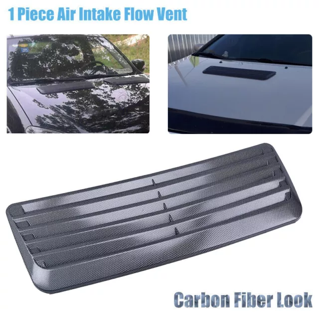 Carbon Fiber Style Print Scoop Intake Vent Car Universal Front Hoods Vent Cover