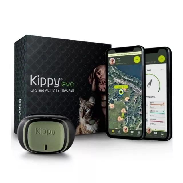 KIPPY - Collier GPS pour Chiens et Chats - Evo - 38 GR - Waterproof - Green For