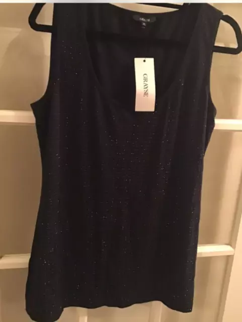 St John Knit (Founders Of Grayse) Black Top. Embellished Black Sequins. Xl. Nwt. 3