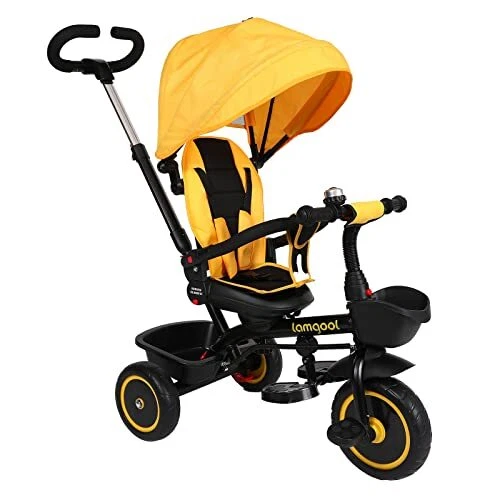 Lamgool Toddler Tricycles 4 in 1 Stroll Trike with Push Handle Removable Cano...