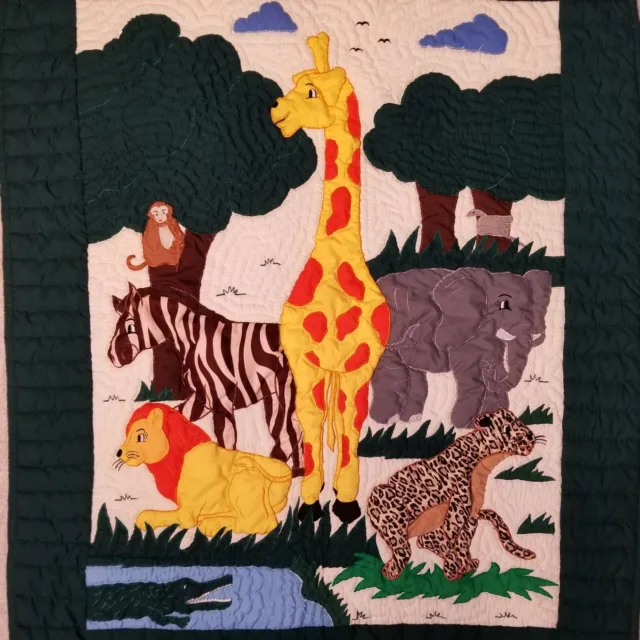 Edredón y tapiz de pared hechos a mano para bebé Safari 47x37 pulgadas