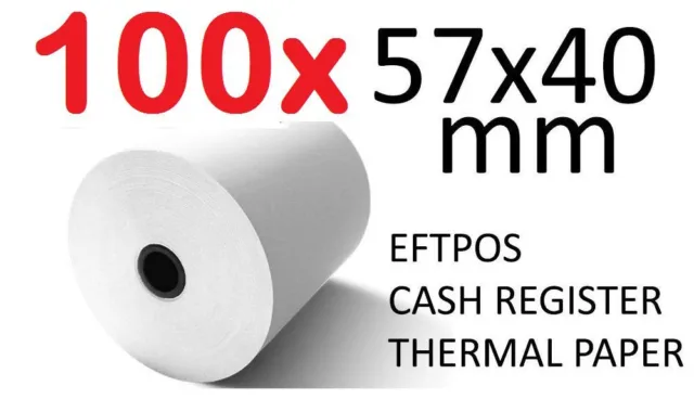 100x THERMAL PAPER EFTPOS CASH REGISTER RECEIPT ROLLS 57MM x 40MM Lot 100 pcs