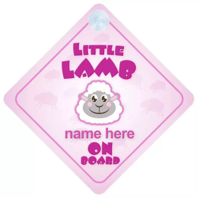 Little Lamb On Board Personalised Baby Girl Car Sign