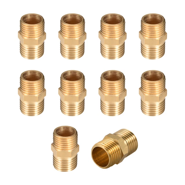 Raccordo in ottone Nipplo esagonale 1/4" x 1/4" G Filettatura maschio 10pz