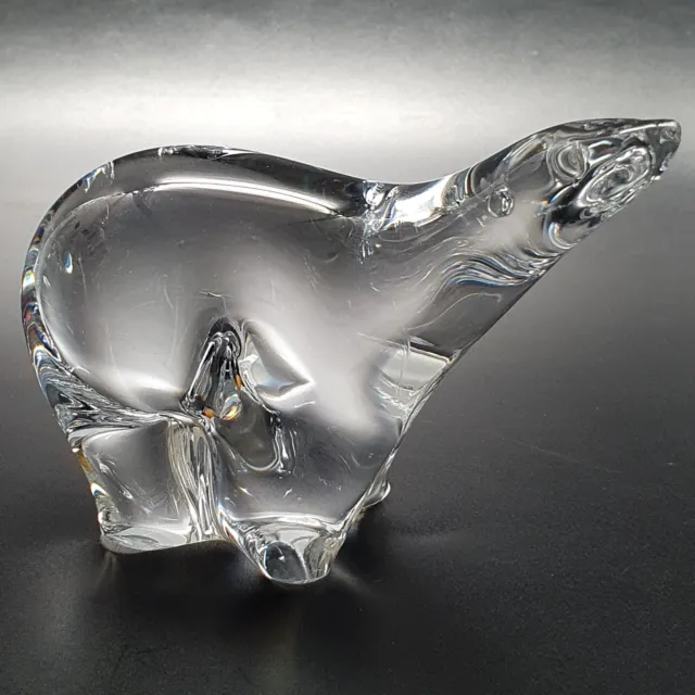 Maleras Sweden Polar Bear Lead Crystal Paperweight Clear Vintage Art Glass VGC
