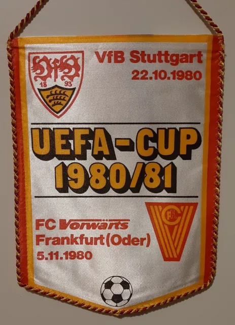 Fußball Wimpel DDR  FC Vorwärts Frankfurt/Oder VFB Stuttgart UEFA CUP 1980/81