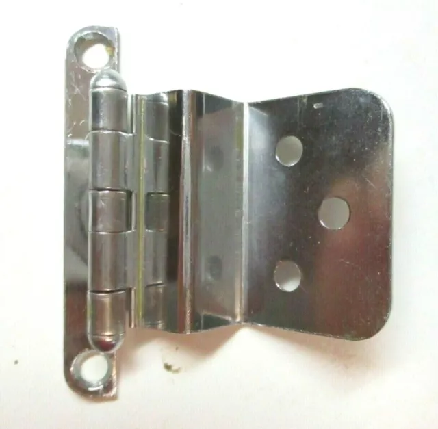 Chrome 1940s MCM Semi Concealed Cabinet Door Hinge 1/2" Inset 5 Knuckles 1 Vtg