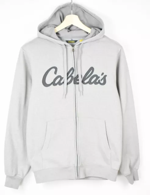 CABELA'S  Hoodie Men's SMALL Full Zip Big Front Logo Pockets Grey