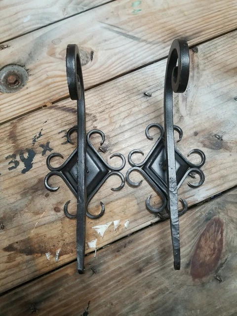 Rustic Cast Iron wall mount Arm hooks Plant Hangers. Heavy