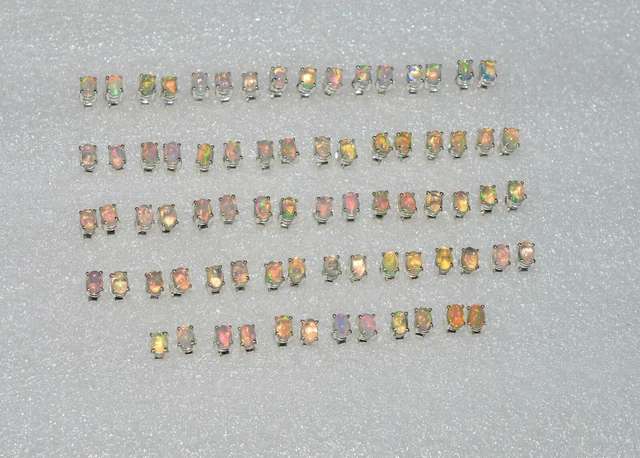 Wholesale 38PR 925 Solid Sterling Silver Ethiopian Opal Nut Earrings Lot G262
