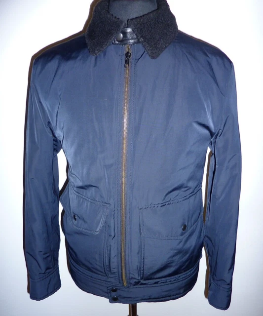 Men's Reiss Caleb Aviator Bomber Jacket Flying Coat Blue Size Medium