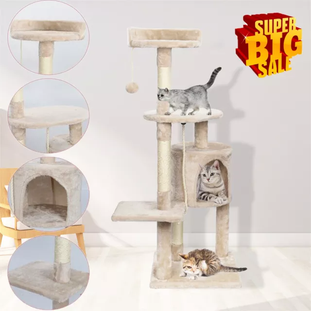 Multilevel Tall Cat Tree Activity Centre Cat Scratching Post Climbing Tower Play 3