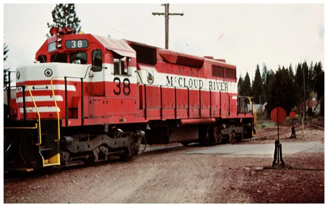 McCloud River Railroad EMD SD-38 #38 Diesel Train McCloud California Postcard
