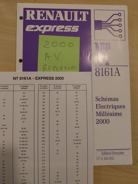 Renault Express 2000 Manuel Schemas Electriques NT 8161 Revue Technique Atelier