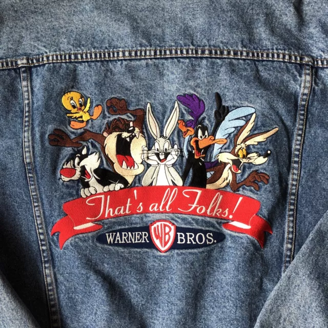 VTG WARNER BROS. Studio 90's Looney Tunes Size Large Denim Jacket Bugs ...
