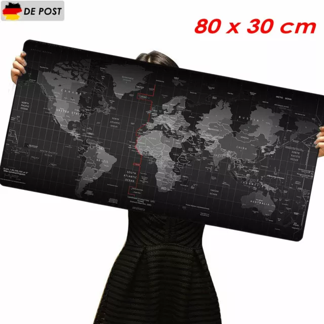 800 x 300 mm * 2 mm Groß Weltkarte Spiel Gaming Mauspad Mat für Laptop Mousepad