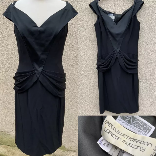 BELLVILLE SASSOON VINTAGE 80’s 20’s RAYON CREPE FLAPPER  DRESS DESIGNER 12 14