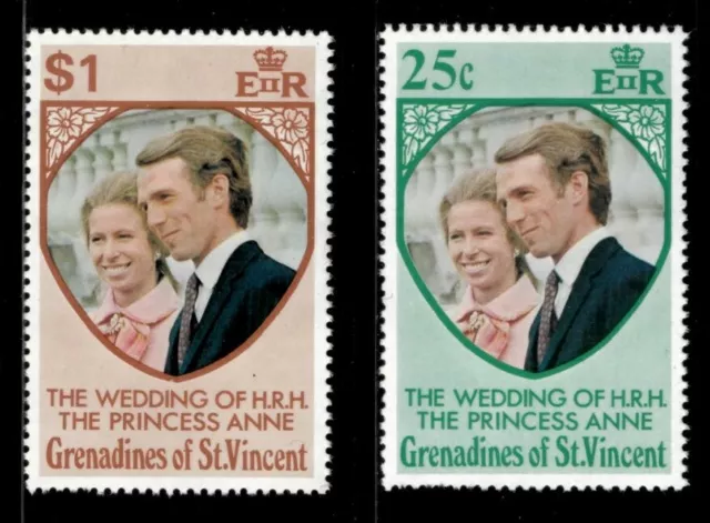 St. Vincent 1973 - Royal Wedding, Princess Anne - Set of 2v - Scott 1-2 - MNH