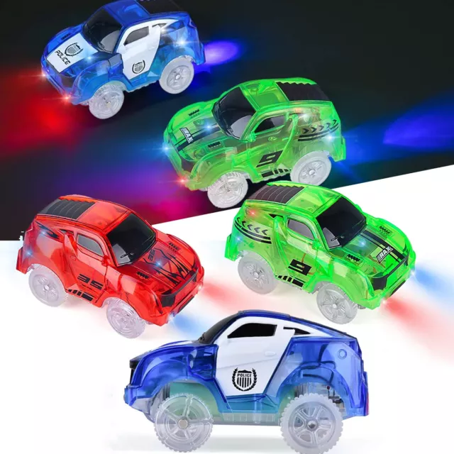 3xTrack Cars,Race Cars for Tracks Glow in The Dark,Racing Track Car w/5LED Light