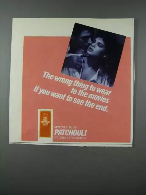 1986 Coty Wild Musk Patchouli Cologne for Women Ad - Wrong Thing To Wear