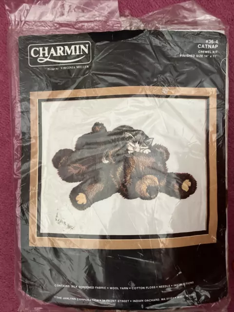 Charmin Crewel Embroidery Kit Catnip By Virginia Miller Complete But Opened