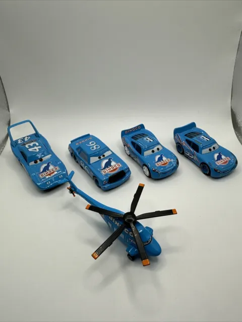 Disney Pixar Cars Dinoco Bundle X5 King Chick Bling Helicopter McQu Diecast 1:55