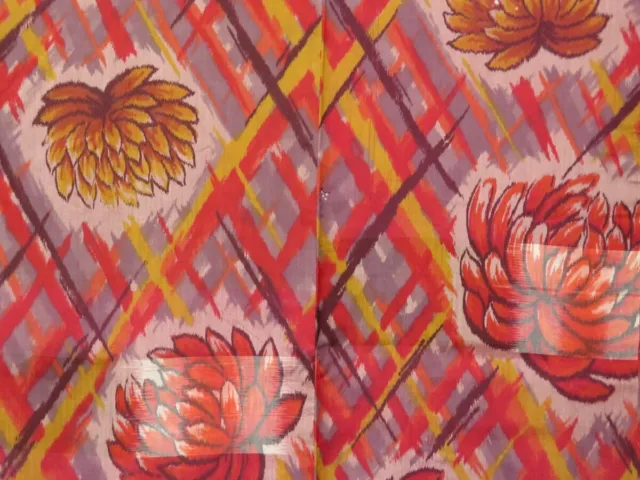 1118T07z420 Vintage Japanese Kimono Silk MEISEN HAORI Dark red Chrysanthemum 3