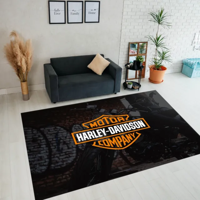 Harley Davidson Rug, Motorcycle Rug, Motor Company Rug,Living Room Rug,Decor Rug