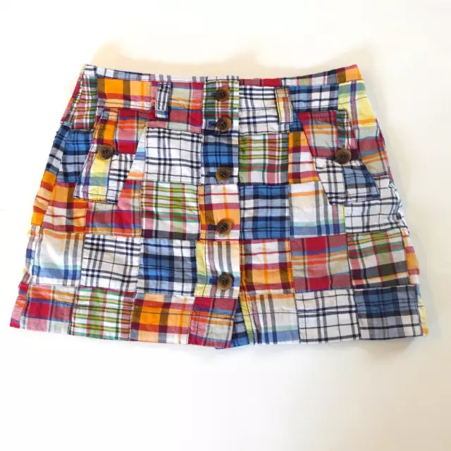 J.Crew Women’s Size 4 Mini Skirt Plaid Multicolor Patchwork Cotton Short