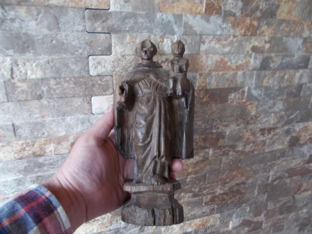 Saint Antoine antique en bois sculpté XVIIIe siècle 18e art populaire