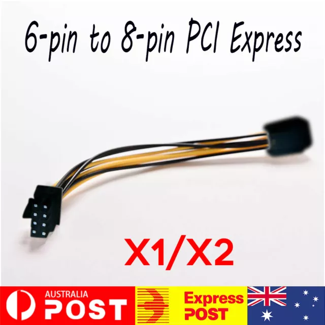 1-2x 6 pin to 8 pin PCI Express Power Converter Cable for GPU Video Card PCIE