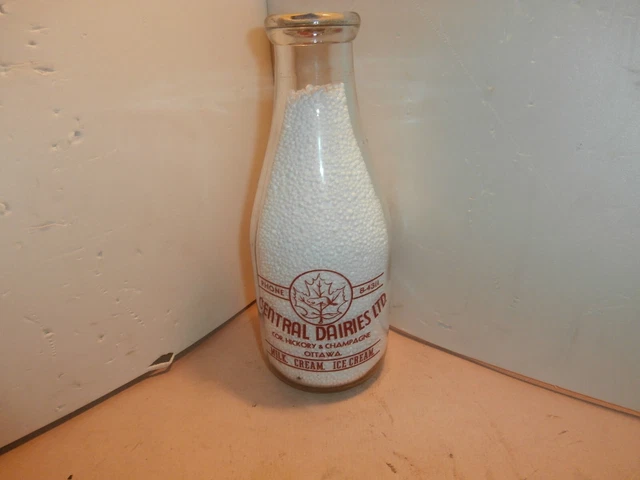 Central Dairies quart milk bottle, Canadian Jersey cattle club, Ottawa, Canada