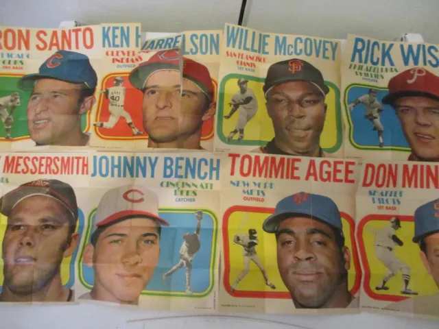 1970 OPC /Topps 10 Pin-ups( 22 cm x 24 cm) Inserts  of 24 Pin-ups set  of MLB 