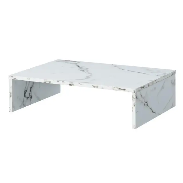 Convenience Concepts Designs2Go Small TV/Monitor Riser in White Faux Marble Wood