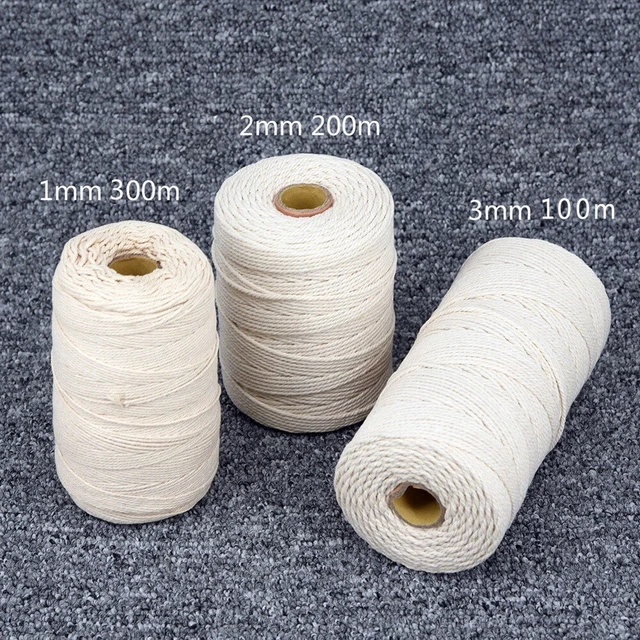 1mm-3mm Natural Beige Algodón Torcido Cuerda Cuerda Cuerda Decoración Hágalo usted mismo Artesano