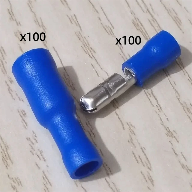 200 TLG. BLAU 1,5-2,5mm² Rundstecker + Rundsteckhülsen Kabelschuhe Set