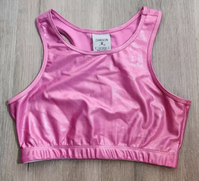 Danskin Girls Size YJ/J (14-16) XL Pink Gymnastics Basics Bra Top Sleeveless