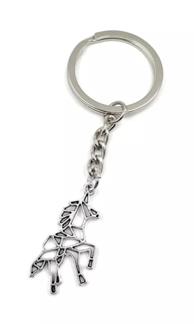 Origami Horse Unicrn Key Ring Metal Lucky Charm Pendant