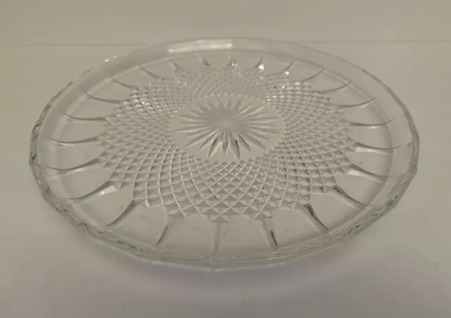 Antique EAPG SERVING DISH Clear Pressed Glass Bowl Platter, Starburst, Sunburst