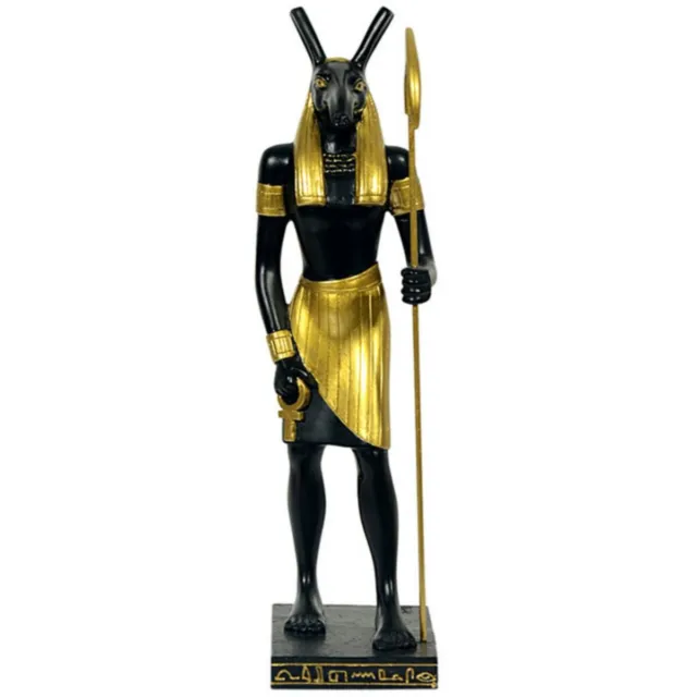 Ägyptischer Gott Seth mit Ankh und Stab 22cm