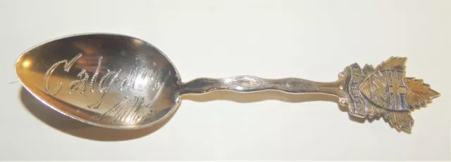 Vintage Sterling Silver Calgary Alberta Souvenir Spoon ornate engraved bowl