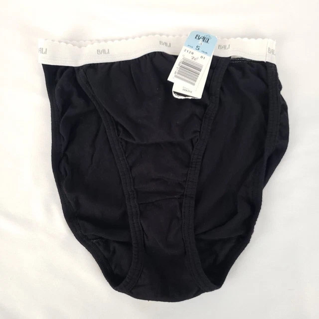 VINTAGE BALI STRING Bikini Panties 100 Cotton Hi Cut White Logo Band