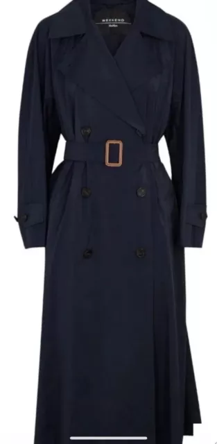 Max Mara Weekend Navy Lightweight Trench Coat Size 8 New With Tags. Fits 8-14