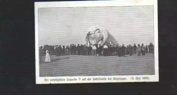 (n11076)   Ansichtskarte der verunglückte Zeppelin Z II göppingen Unfall