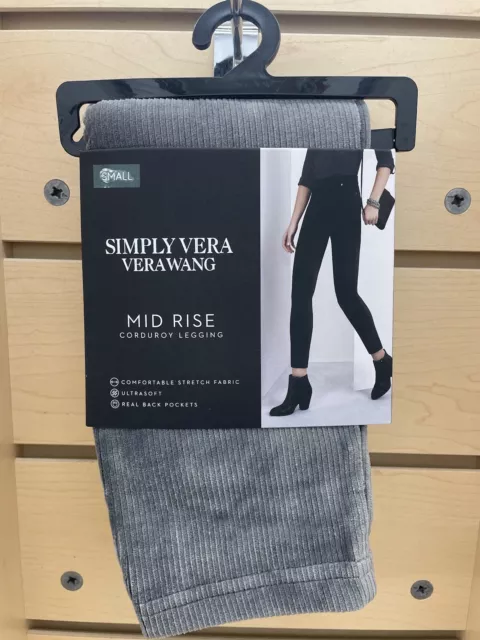 New Simply Vera Vera Wang Gray Corduroy Leggings, Small